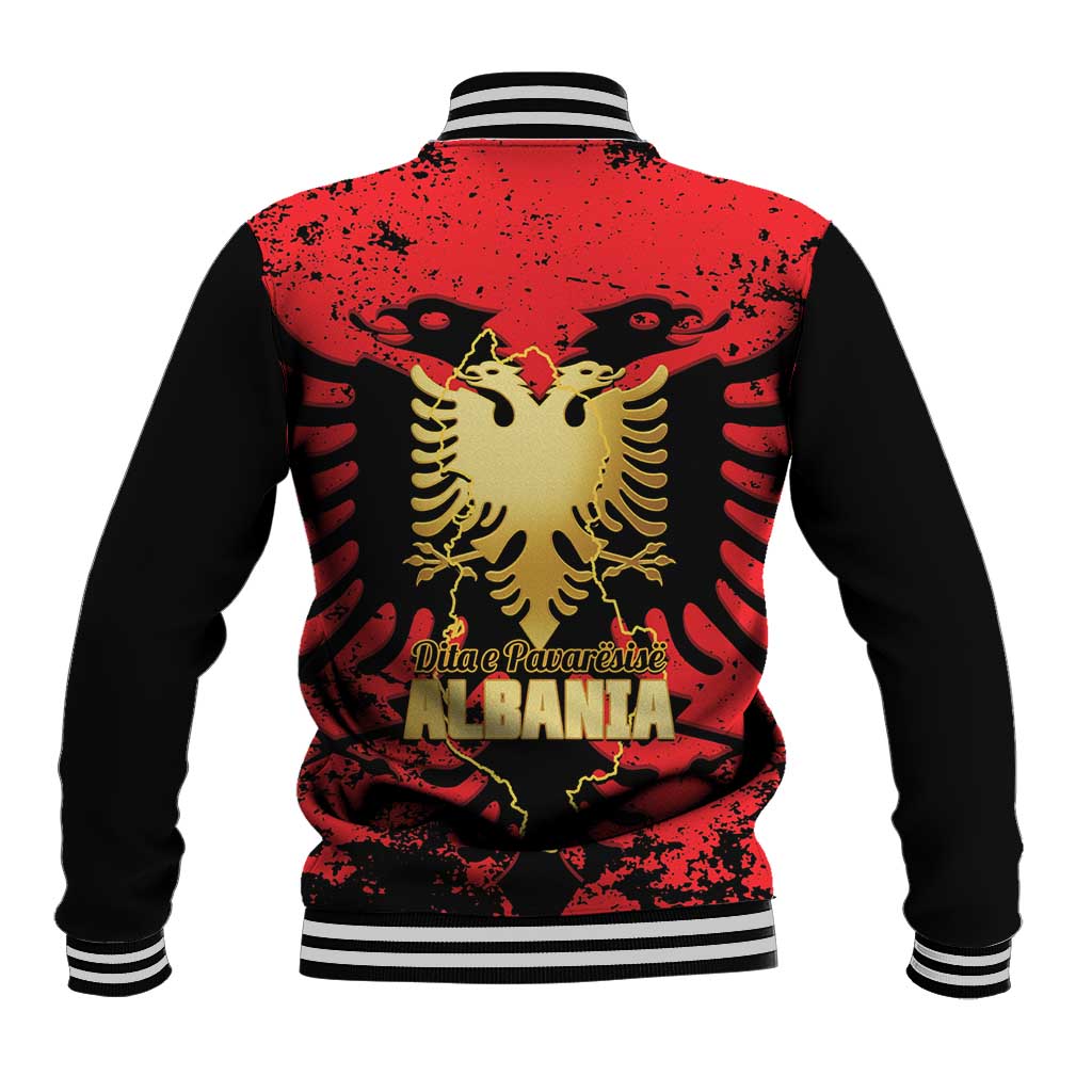 Albania Independence Day Baseball Jacket Dita e Pavaresise Map Grunge Style - Wonder Print Shop