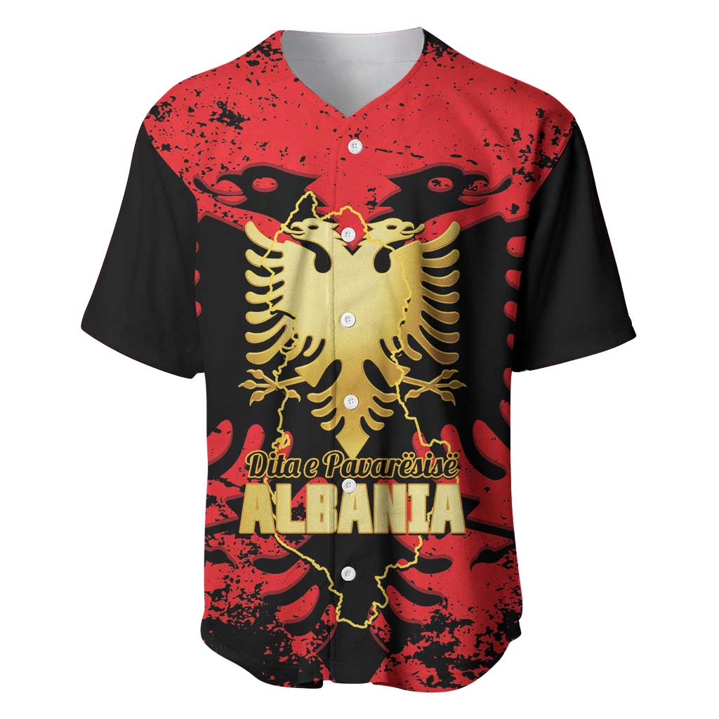 Albania Independence Day Baseball Jersey Dita e Pavaresise Map Grunge Style - Wonder Print Shop