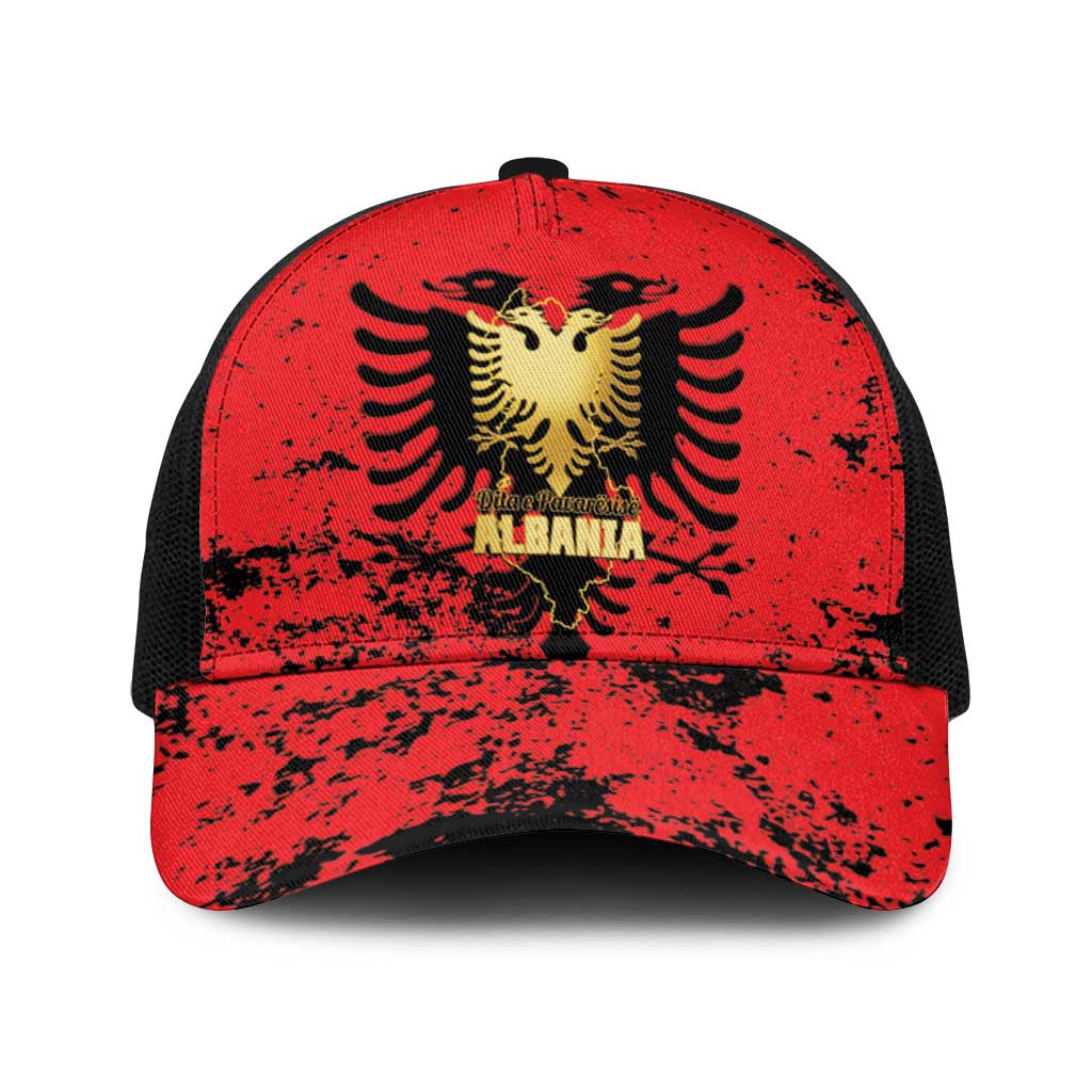 Albania Independence Day Baseball Net Cap Dita e Pavaresise Map Grunge Style - Wonder Print Shop
