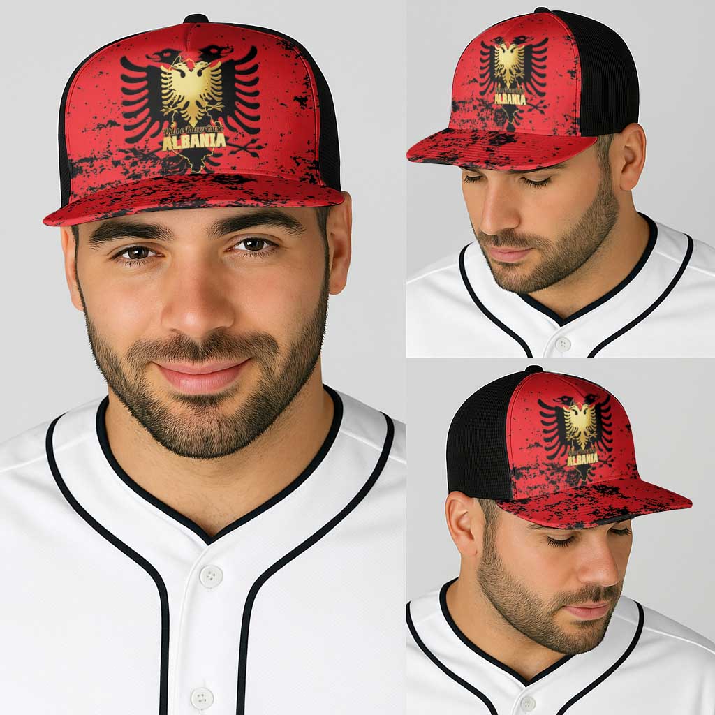 Albania Independence Day Baseball Net Cap Dita e Pavaresise Map Grunge Style - Wonder Print Shop