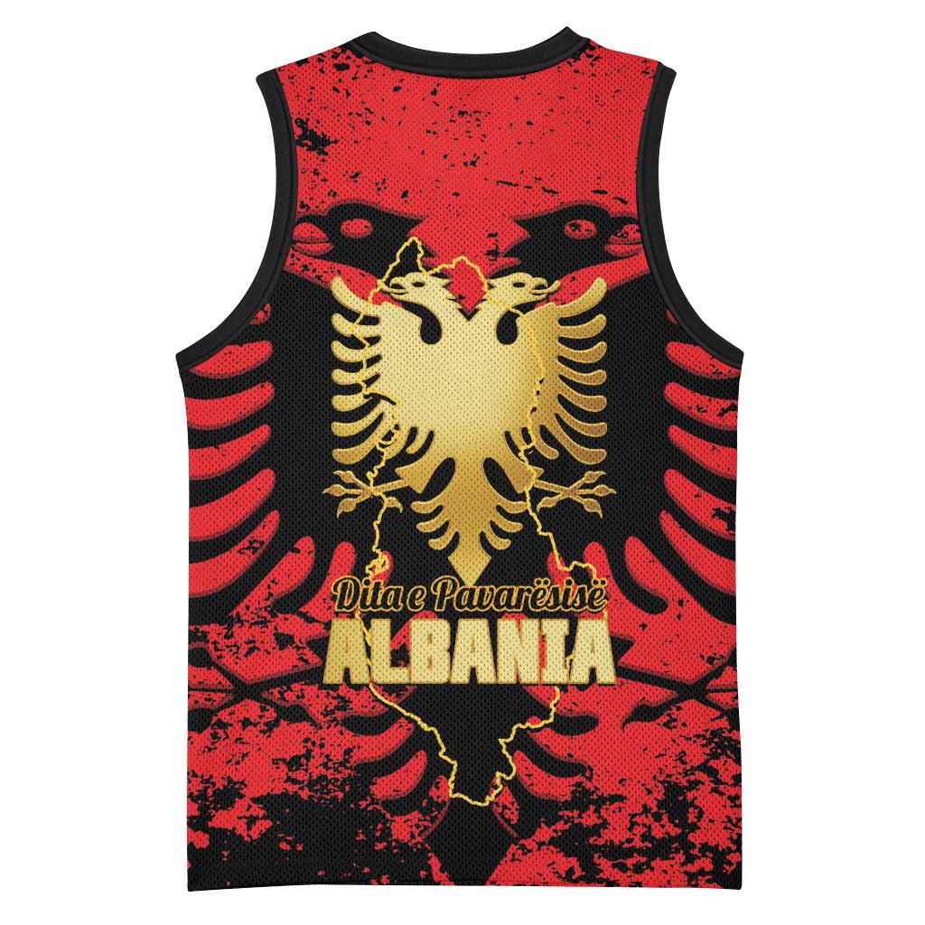 Albania Independence Day Basketball Jersey Dita e Pavaresise Map Grunge Style - Wonder Print Shop