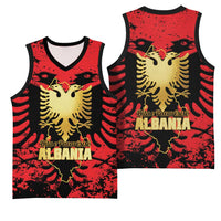 Albania Independence Day Basketball Jersey Dita e Pavaresise Map Grunge Style - Wonder Print Shop