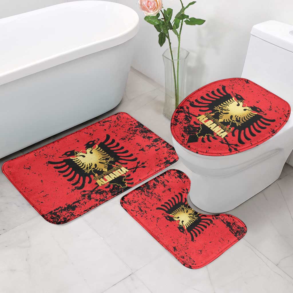 Albania Independence Day Bathroom Set Dita e Pavaresise Map Grunge Style - Wonder Print Shop
