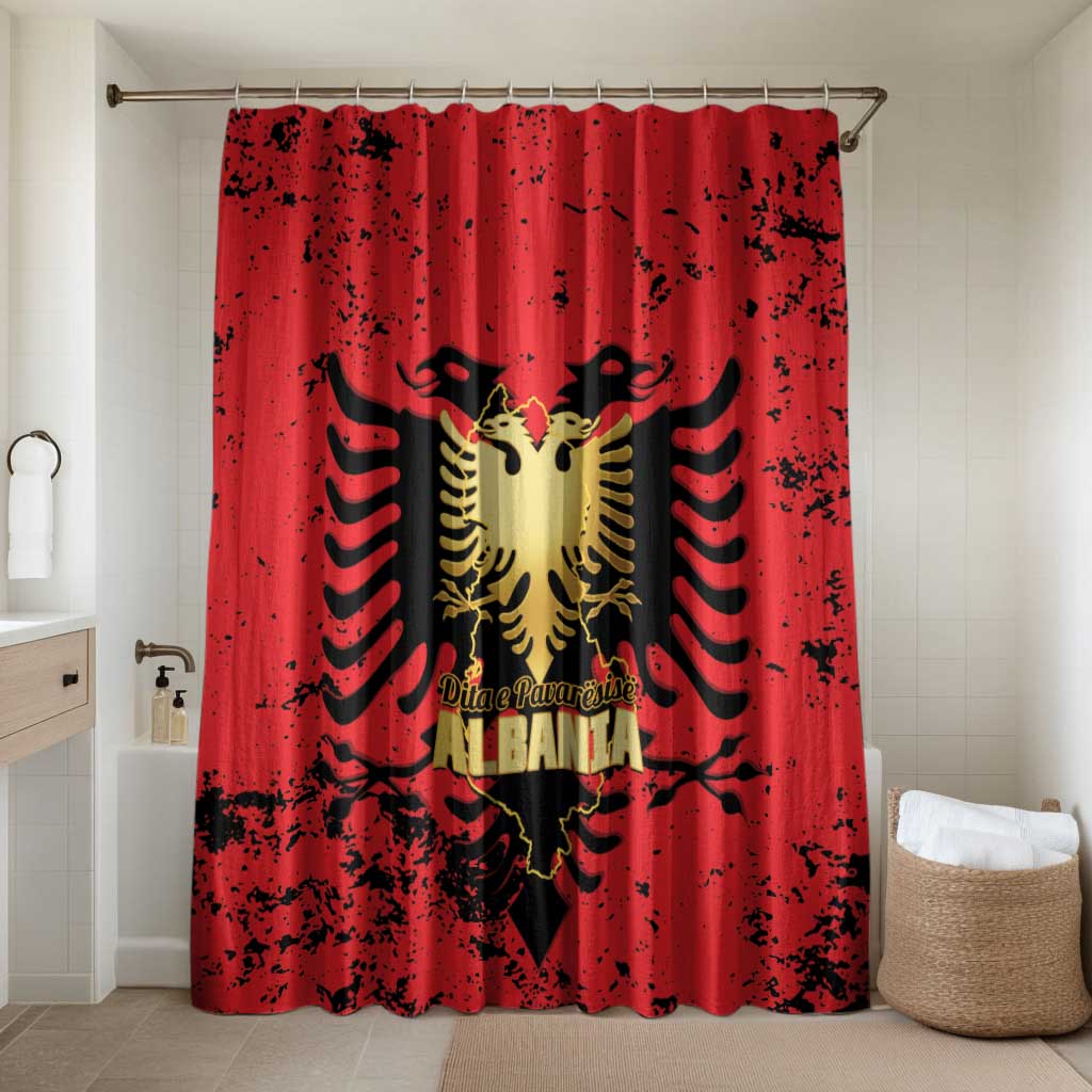 Albania Independence Day Bathroom Set Dita e Pavaresise Map Grunge Style - Wonder Print Shop