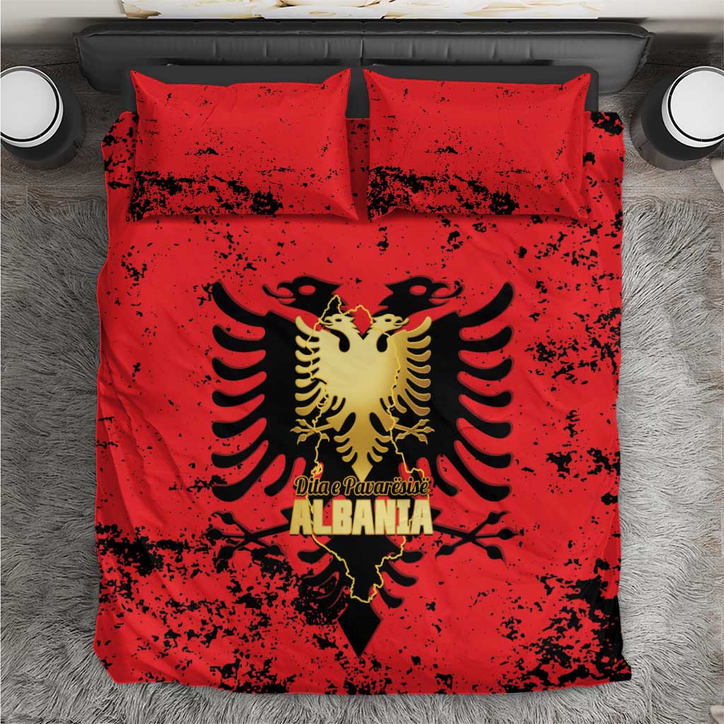 Albania Independence Day Bedding Set Dita e Pavaresise Map Grunge Style - Wonder Print Shop