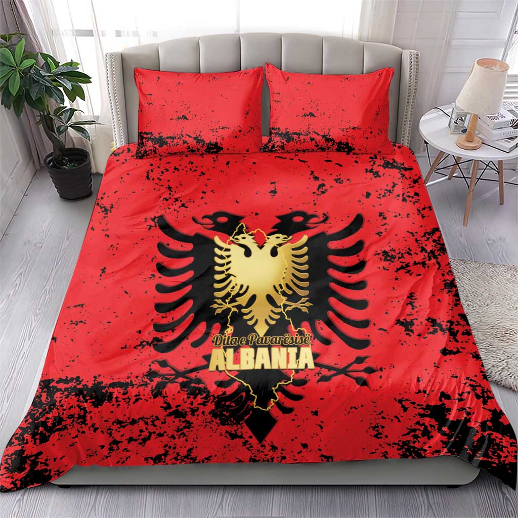 Albania Independence Day Bedding Set Dita e Pavaresise Map Grunge Style - Wonder Print Shop