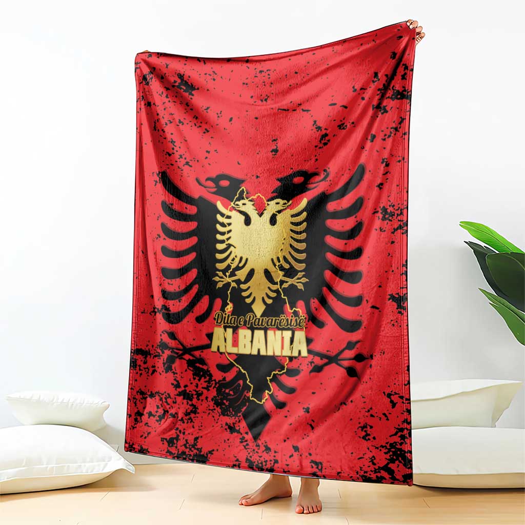 Albania Independence Day Blanket Dita e Pavaresise Map Grunge Style - Wonder Print Shop