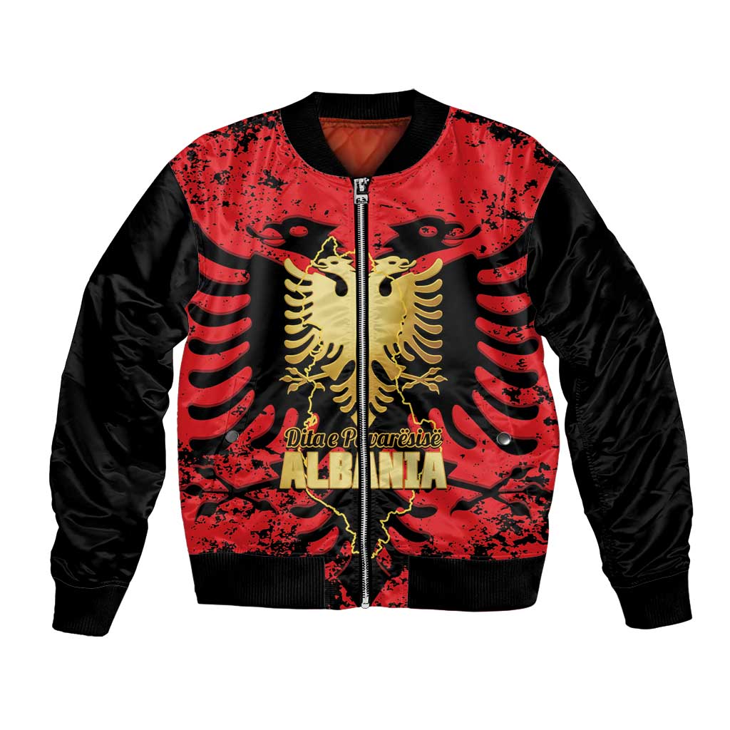 Albania Independence Day Bomber Jacket Dita e Pavaresise Map Grunge Style - Wonder Print Shop