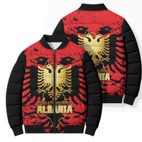 Albania Independence Day Bomber Puffer Jacket Dita e Pavaresise Map Grunge Style - Wonder Print Shop