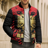 Albania Independence Day Bomber Puffer Jacket Dita e Pavaresise Map Grunge Style - Wonder Print Shop