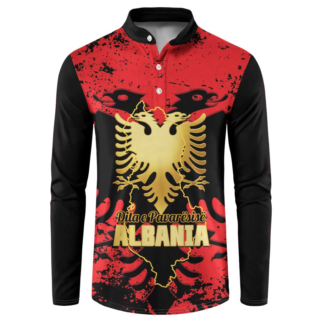 Albania Independence Day Button Sweatshirt Dita e Pavaresise Map Grunge Style - Wonder Print Shop