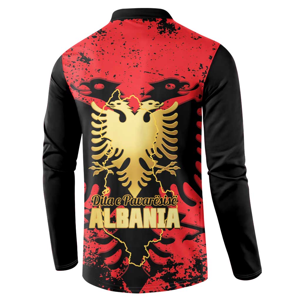 Albania Independence Day Button Sweatshirt Dita e Pavaresise Map Grunge Style - Wonder Print Shop