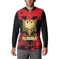 Albania Independence Day Button Sweatshirt Dita e Pavaresise Map Grunge Style - Wonder Print Shop