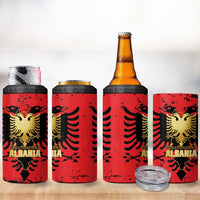 Albania Independence Day 4 in 1 Can Cooler Tumbler Dita e Pavaresise Map Grunge Style - Wonder Print Shop
