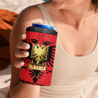 Albania Independence Day 4 in 1 Can Cooler Tumbler Dita e Pavaresise Map Grunge Style - Wonder Print Shop