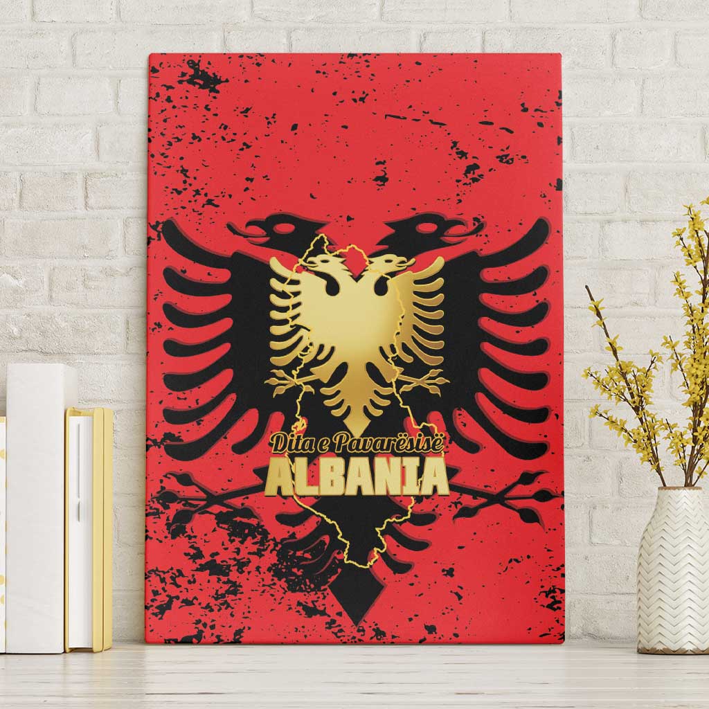 Albania Independence Day Canvas Wall Art Dita e Pavaresise Map Grunge Style - Wonder Print Shop