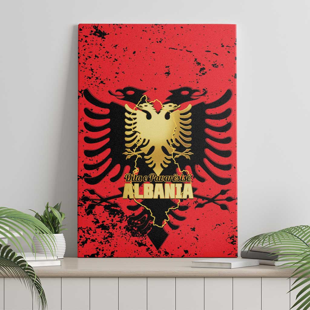 Albania Independence Day Canvas Wall Art Dita e Pavaresise Map Grunge Style - Wonder Print Shop