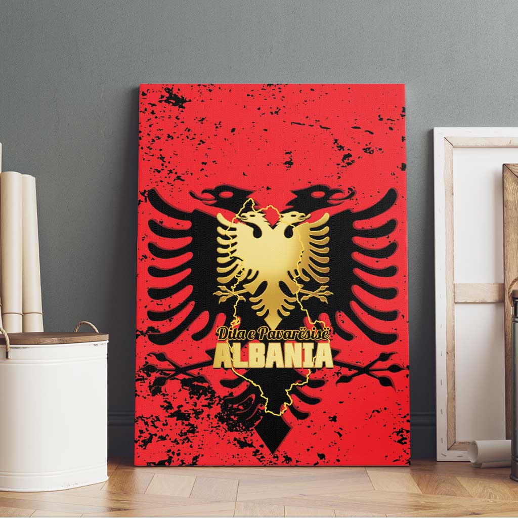 Albania Independence Day Canvas Wall Art Dita e Pavaresise Map Grunge Style - Wonder Print Shop