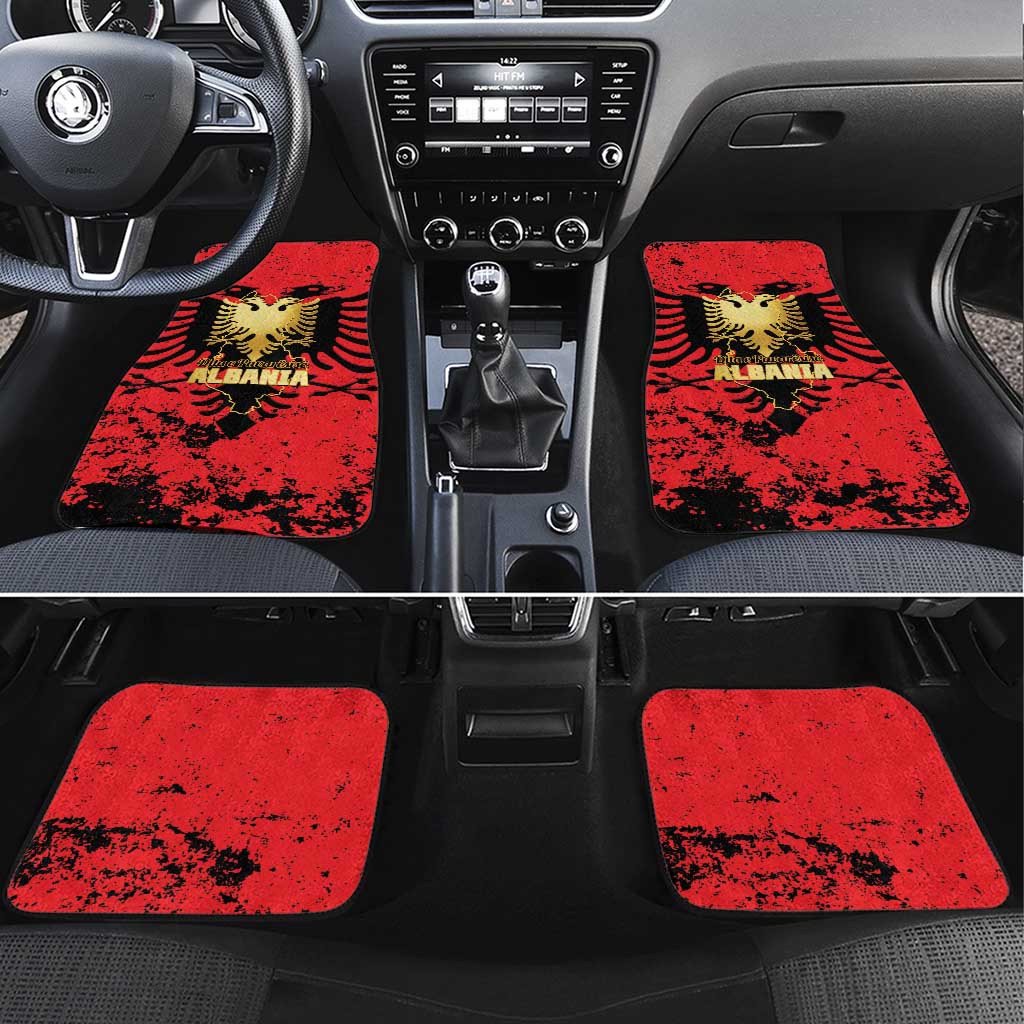 Albania Independence Day Car Mats Dita e Pavaresise Map Grunge Style - Wonder Print Shop
