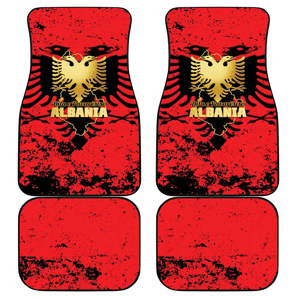 Albania Independence Day Car Mats Dita e Pavaresise Map Grunge Style - Wonder Print Shop