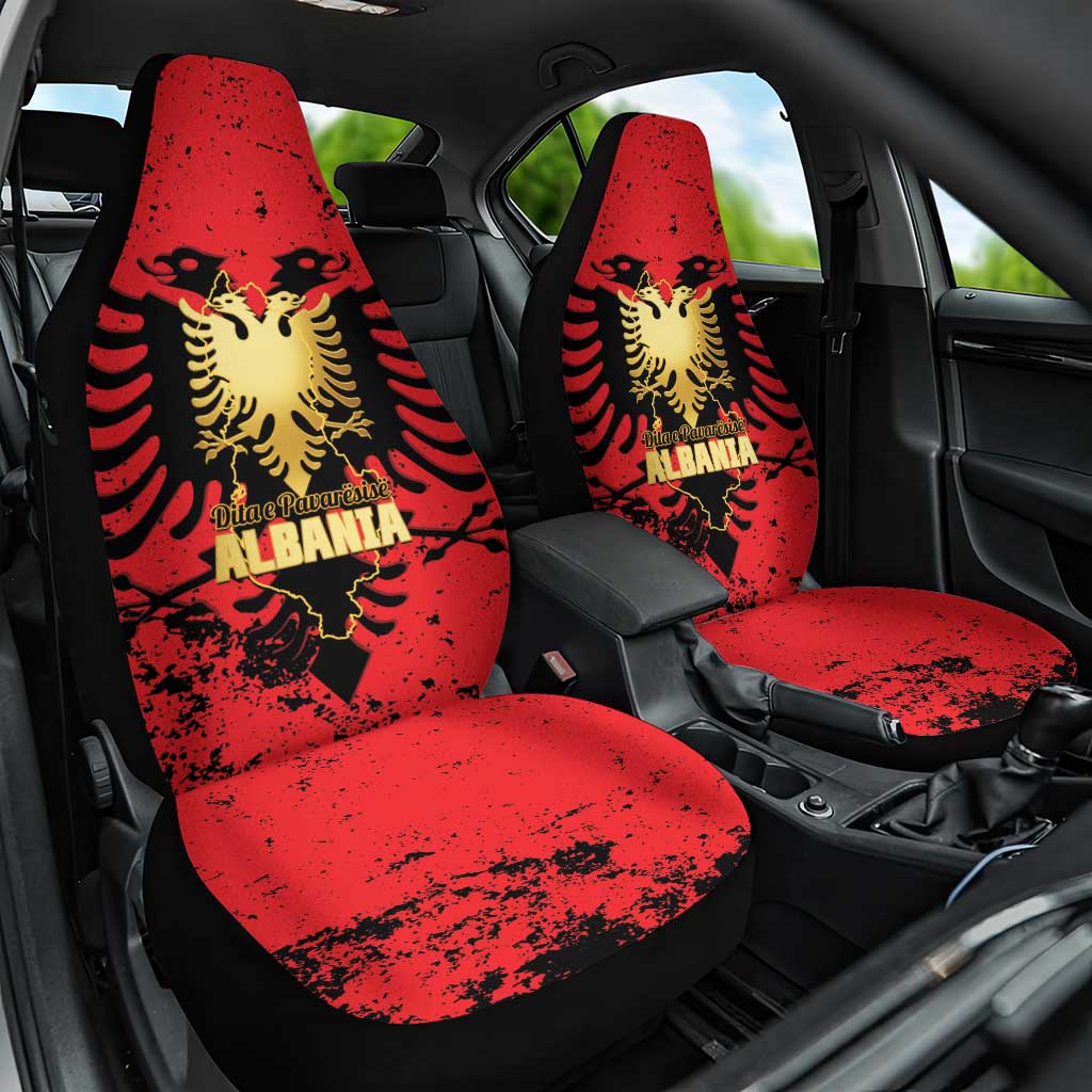 Albania Independence Day Car Seat Cover Dita e Pavaresise Map Grunge Style - Wonder Print Shop