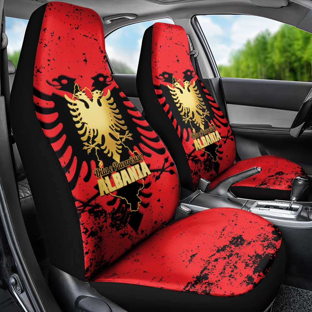 Albania Independence Day Car Seat Cover Dita e Pavaresise Map Grunge Style - Wonder Print Shop