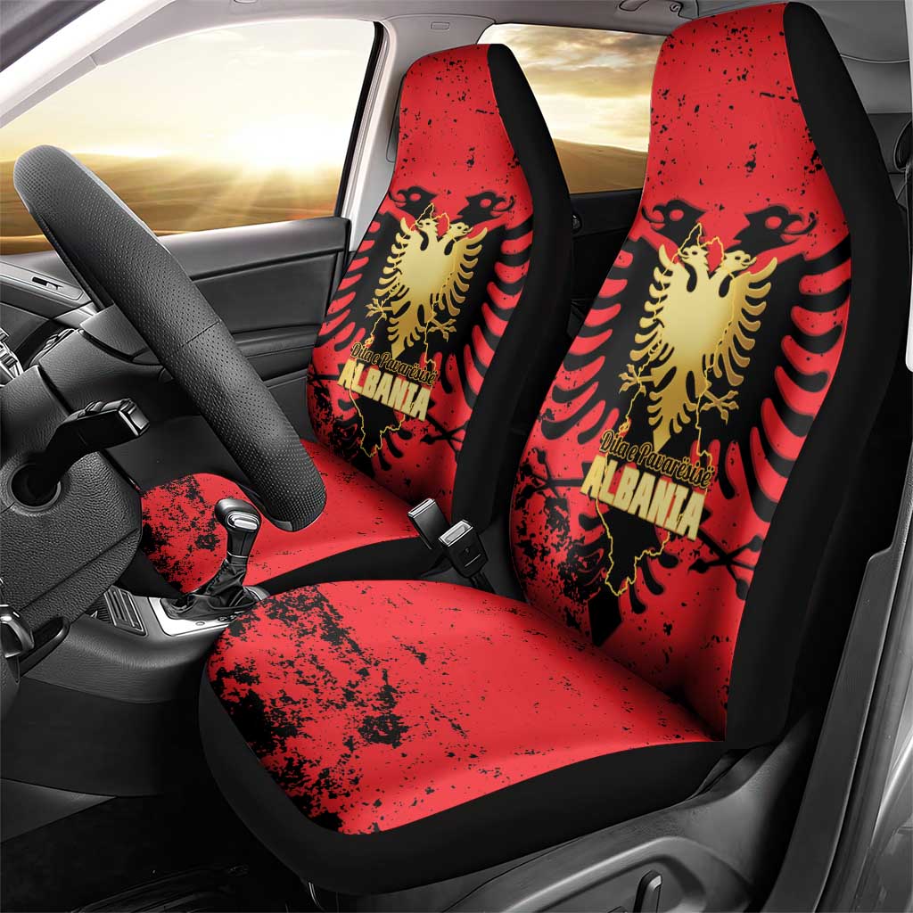 Albania Independence Day Car Seat Cover Dita e Pavaresise Map Grunge Style - Wonder Print Shop