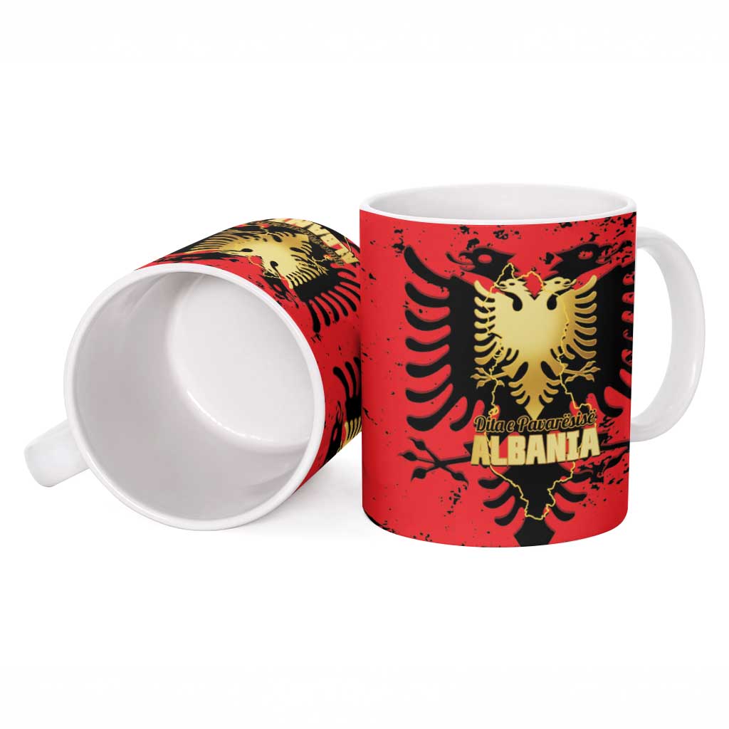 Albania Independence Day Ceramic Mug Dita e Pavaresise Map Grunge Style - Wonder Print Shop