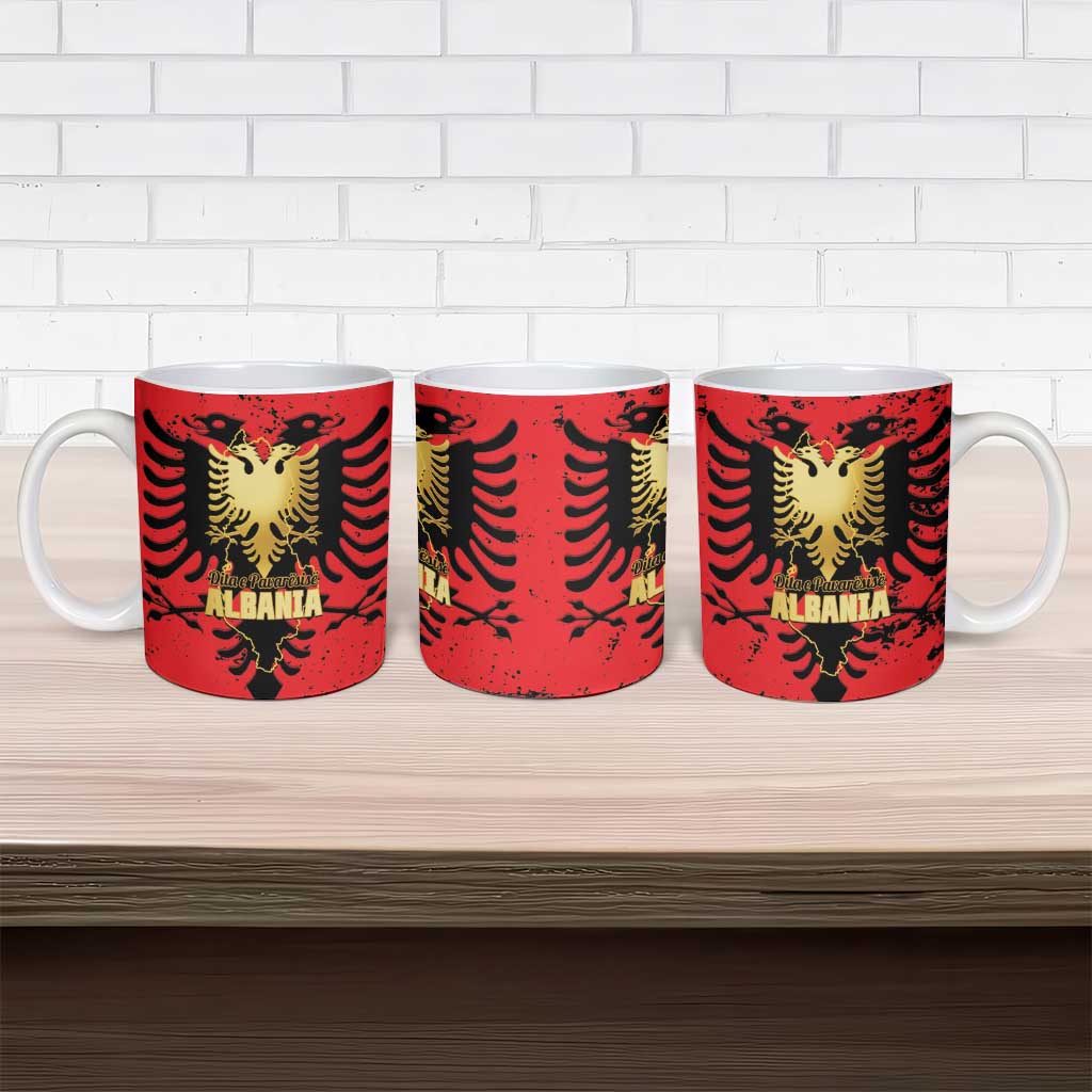 Albania Independence Day Ceramic Mug Dita e Pavaresise Map Grunge Style - Wonder Print Shop