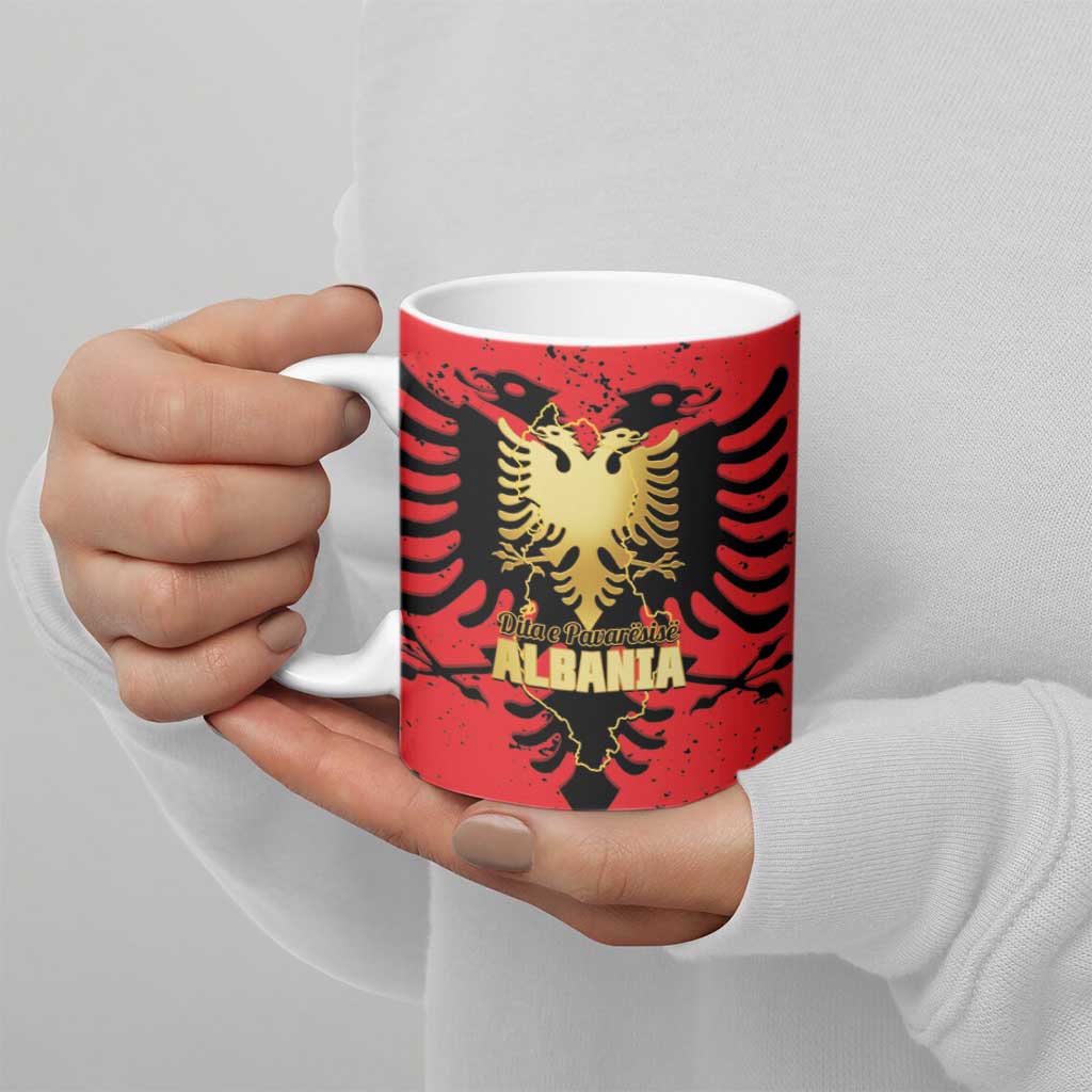 Albania Independence Day Ceramic Mug Dita e Pavaresise Map Grunge Style - Wonder Print Shop