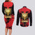 Albania Independence Day Couples Matching Long Sleeve Bodycon Dress and Long Sleeve Button Shirt Dita e Pavaresise Map Grunge Style - Wonder Print Shop