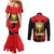 Albania Independence Day Couples Matching Mermaid Dress and Long Sleeve Button Shirt Dita e Pavaresise Map Grunge Style - Wonder Print Shop
