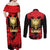 Albania Independence Day Couples Matching Off Shoulder Maxi Dress and Long Sleeve Button Shirt Dita e Pavaresise Map Grunge Style - Wonder Print Shop