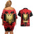 Albania Independence Day Couples Matching Off Shoulder Short Dress and Hawaiian Shirt Dita e Pavaresise Map Grunge Style - Wonder Print Shop