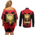 Albania Independence Day Couples Matching Off Shoulder Short Dress and Long Sleeve Button Shirt Dita e Pavaresise Map Grunge Style - Wonder Print Shop
