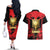 Albania Independence Day Couples Matching Off The Shoulder Long Sleeve Dress and Hawaiian Shirt Dita e Pavaresise Map Grunge Style - Wonder Print Shop