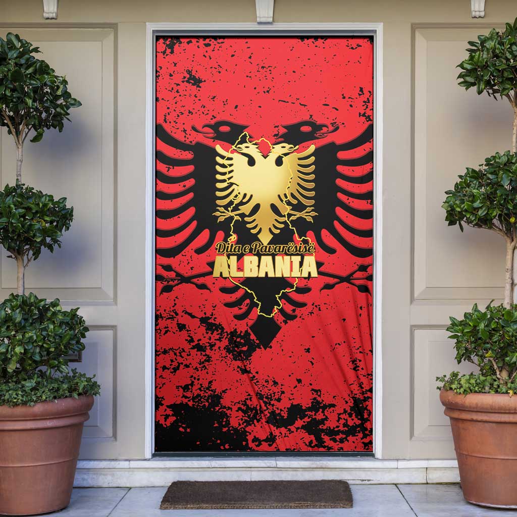 Albania Independence Day Door Cover Dita e Pavaresise Map Grunge Style - Wonder Print Shop