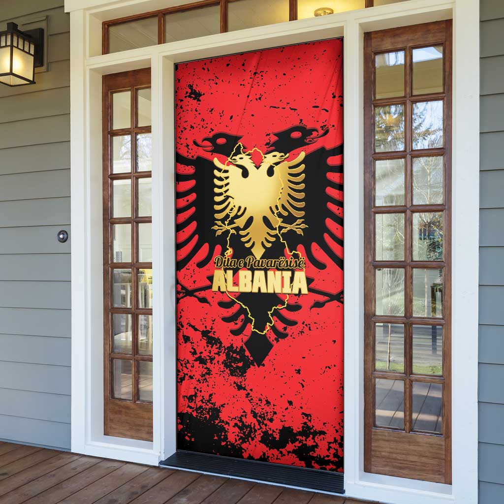 Albania Independence Day Door Cover Dita e Pavaresise Map Grunge Style - Wonder Print Shop