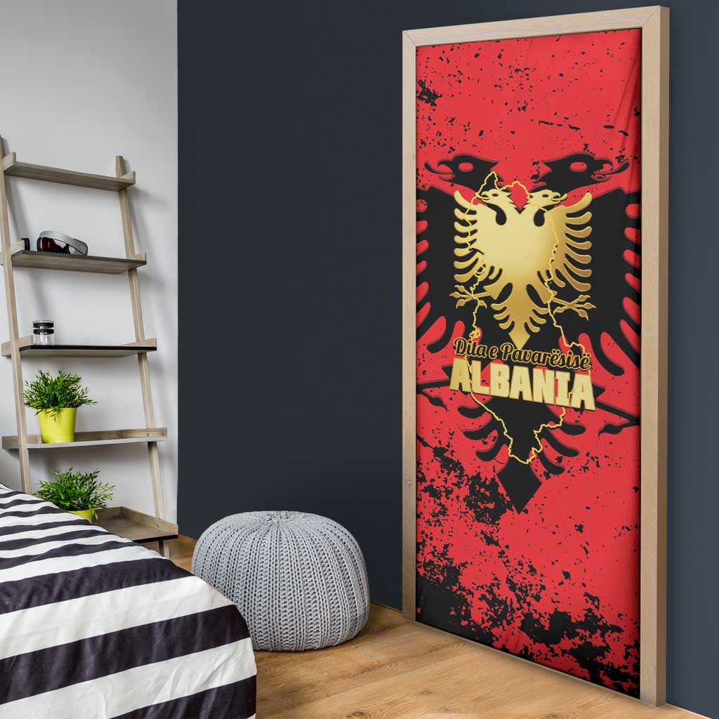 Albania Independence Day Door Cover Dita e Pavaresise Map Grunge Style - Wonder Print Shop