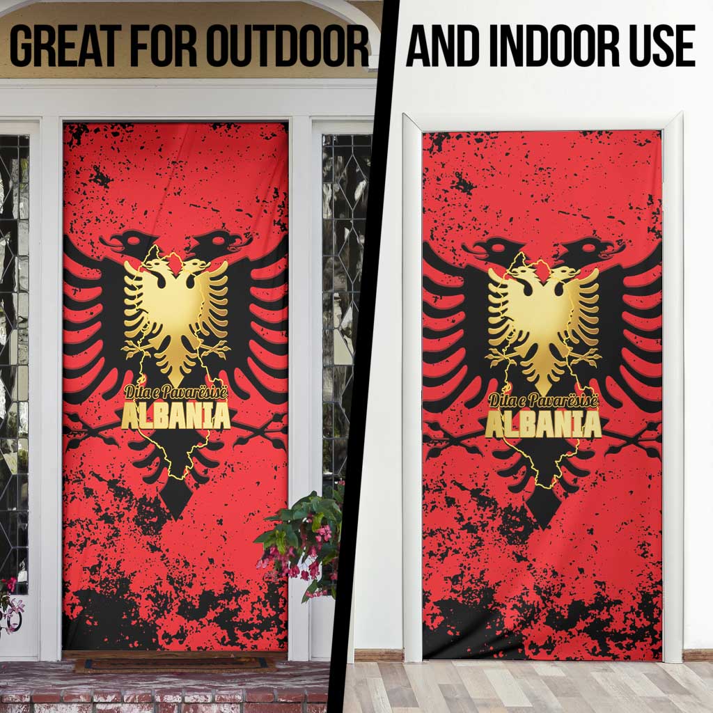 Albania Independence Day Door Cover Dita e Pavaresise Map Grunge Style - Wonder Print Shop