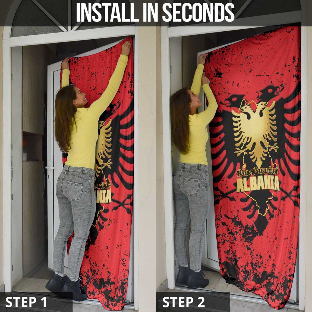 Albania Independence Day Door Cover Dita e Pavaresise Map Grunge Style - Wonder Print Shop