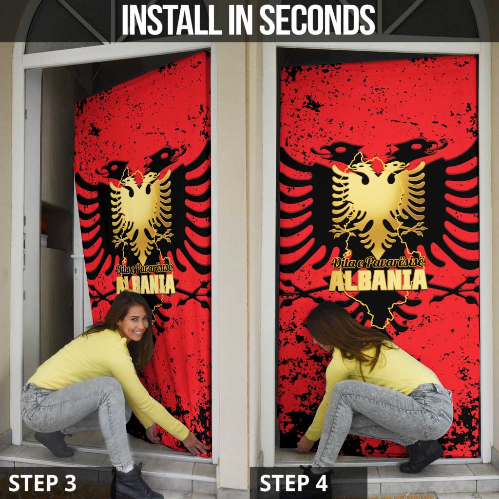 Albania Independence Day Door Cover Dita e Pavaresise Map Grunge Style - Wonder Print Shop