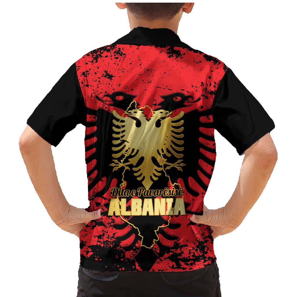 Albania Independence Day Family Matching Mermaid Dress and Hawaiian Shirt Dita e Pavaresise Map Grunge Style - Wonder Print Shop