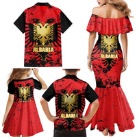 Albania Independence Day Family Matching Mermaid Dress and Hawaiian Shirt Dita e Pavaresise Map Grunge Style - Wonder Print Shop