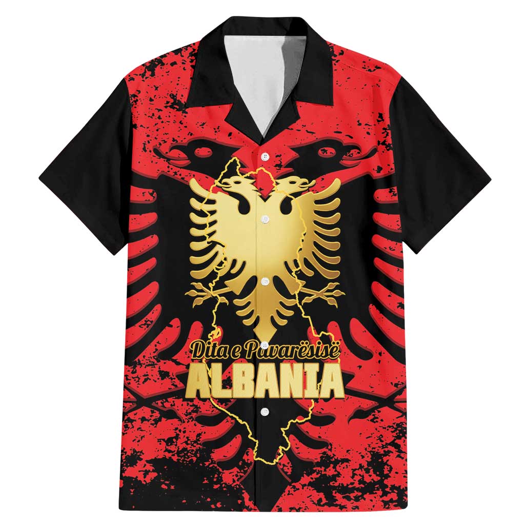 Albania Independence Day Family Matching Mermaid Dress and Hawaiian Shirt Dita e Pavaresise Map Grunge Style - Wonder Print Shop
