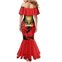 Albania Independence Day Family Matching Mermaid Dress and Hawaiian Shirt Dita e Pavaresise Map Grunge Style - Wonder Print Shop
