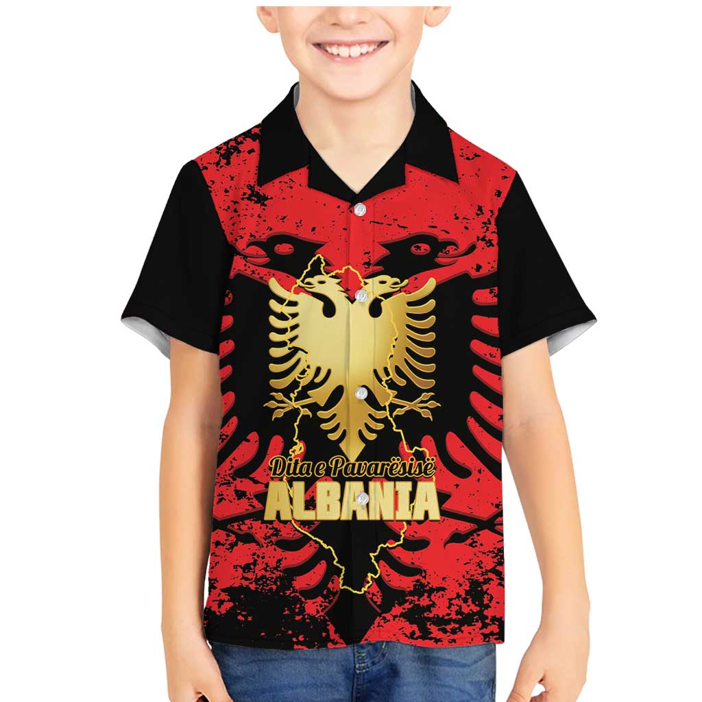 Albania Independence Day Family Matching Mermaid Dress and Hawaiian Shirt Dita e Pavaresise Map Grunge Style - Wonder Print Shop