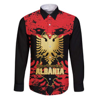 Albania Independence Day Family Matching Off Shoulder Maxi Dress and Hawaiian Shirt Dita e Pavaresise Map Grunge Style - Wonder Print Shop