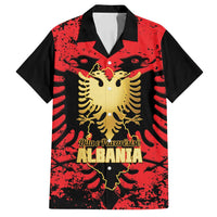 Albania Independence Day Family Matching Off Shoulder Short Dress and Hawaiian Shirt Dita e Pavaresise Map Grunge Style - Wonder Print Shop