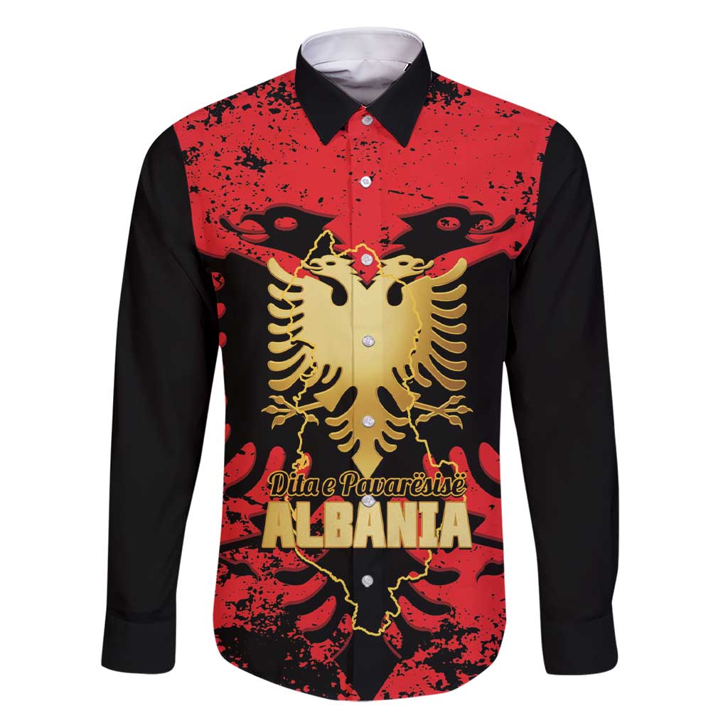 Albania Independence Day Family Matching Short Sleeve Bodycon Dress and Hawaiian Shirt Dita e Pavaresise Map Grunge Style - Wonder Print Shop